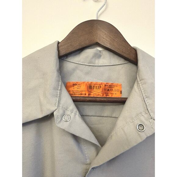Red Kap SP24LA0 Gray Short Sleeve Work Shirt Men’s Large Button Front Uniform - Picture 9 of 14